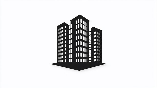 Modern Cityscape Silhouette: Black Buildings on a White Background