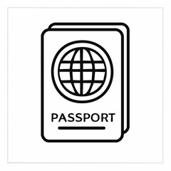Passport Icon A Simple Black and White Illustration Representing International Travel and Identity