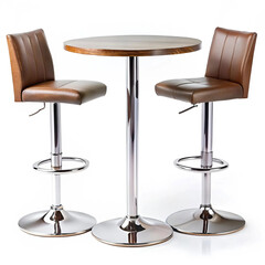 A sleek modern bar table with two matching chairs