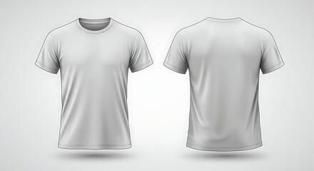 Blank white t-shirt displayed showcasing front and back views for design or branding presentation purposes.