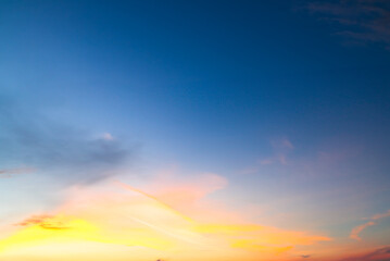 Sky sunset evening sunrise cloud weather dramatic landscape goldent and indigo color gradient pastel horizon, twilight yellow golden reflection morning nature environment energy ecosystem change