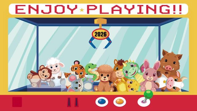 午のぬいぐるみを獲得するクレーンゲーム 2026年 新年挨拶メッセージ入り動画