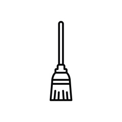 Broom icon. Simple outline style. Sweep, mop, stick, cleaner, janitor, tool, household, house, home, work, brush, floor, utensil concept. Thin line symbol. Isolated design.
