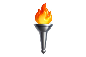 3D Sports Torch Icon with Glowing Flame – Futuristic Minimal Design for World Athletics Tokyo 2025 AI Generative PNG file
