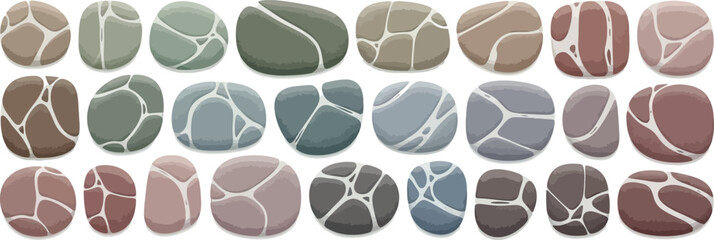 Collection of Cracked Stone Pebbles.