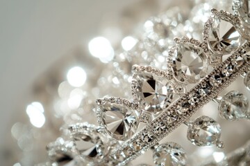 Fototapeta premium Close-up of a sparkling jeweled crown, showcasing intricate details and brilliant gemstones.