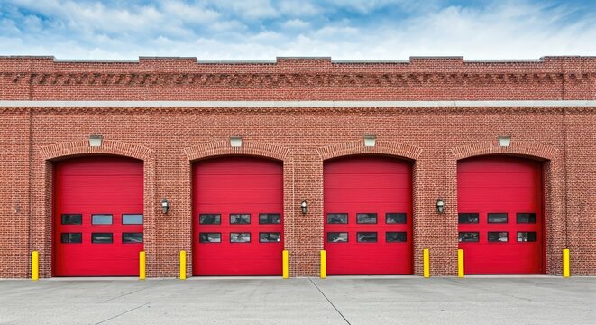 Red firehouse garage doors