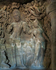 Elephanta Caves temples dedicated to the Hindu god Shiva, World Heritage Site in India