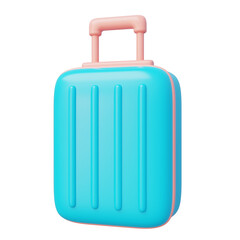 Teal suitcase with a peach handle