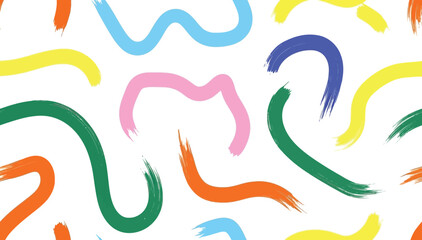 Obraz premium Colorful brushstrokes create a vibrant and dynamic abstract pattern on white background.
