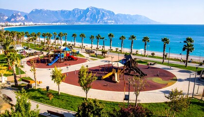 Fototapeta premium Colorful park on a sunny beach