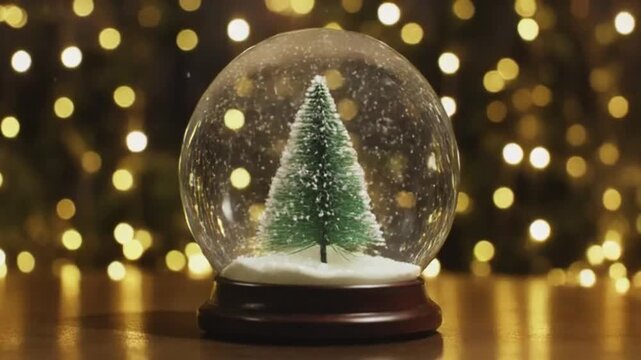 A Beautiful Christmas Tree Inside a Glass Snow Globe