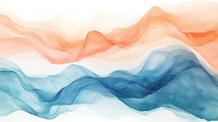 Sea Blue Watercolor And Midjourney Peach Ivory Form Powder Render Donzb