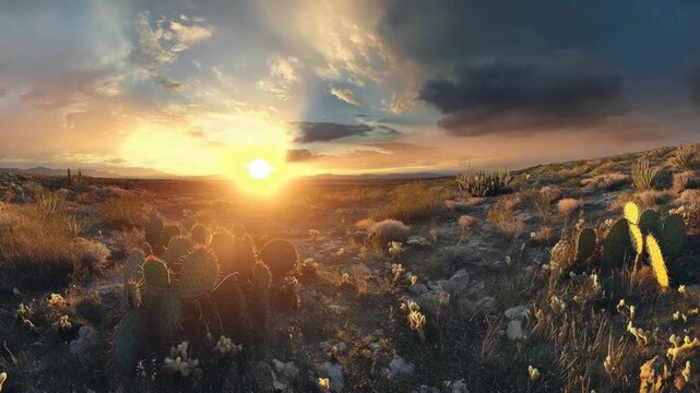 Desert sunset landscape panorama