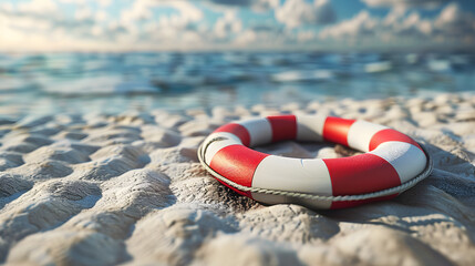 Naklejka premium lifebuoy ring in 3d clay style red and white