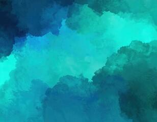 Obraz premium Luminous Turquoise Center Framed by Deep Indigo Watercolor Washes.