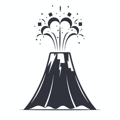 Simplistic of Erupting Volcano on White Background