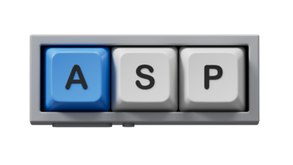 ASP sign on the Computer keyboard keys.Business Concept.close up of Computer keyboard keys,Business Concept.Supports PNG files with transparent backgrounds.