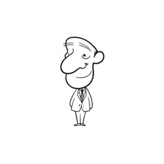 Obraz premium Old man with formal suit black and white vector illustration for classic portrait artwork design