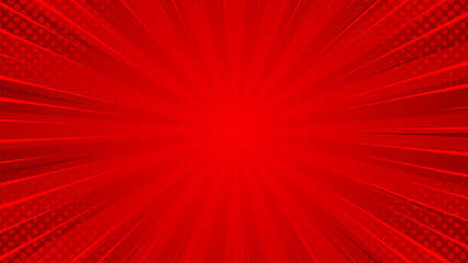 Red comic sunburst effect background with halftone. pop art comic-style vector background. Suitable for templates, sale banners, events, ads, web and pages © Ruwaifi