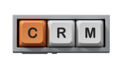 CRM letter on Computer keyboard keys, Customer Relationship Management concept.close up of Computer keyboard keys,Business Concept.Supports PNG files with transparent backgrounds.