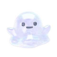 Cute Glossy Transparent Ghost 3D Icon for Halloween
