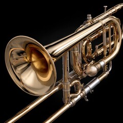 Obraz premium Polished brass trumpet close-up