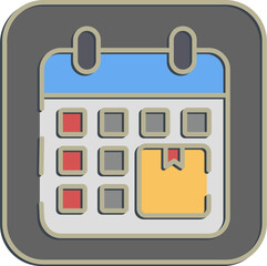 Icon delivery schedule. Export import elements. Icon in embossed style.