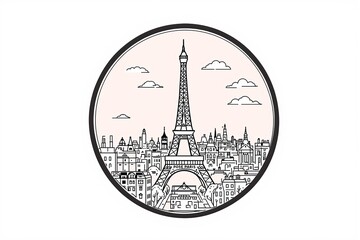 Illustration minimaliste de la Tour Eiffel et du paysage parisien 
