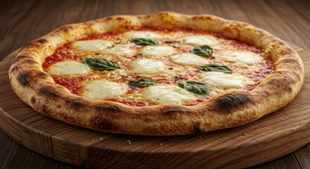 Rustic Margherita Pizza: Golden Crust, Melted Mozzarella, and Fresh Basil