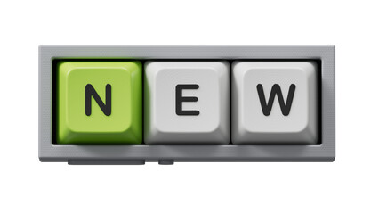 NEW text on Computer keyboard keys.Supports PNG files with transparent backgrounds.