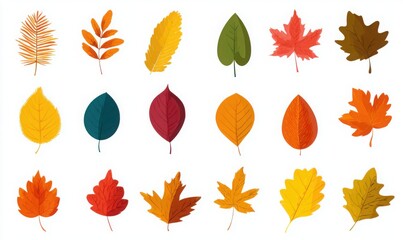 Fototapeta premium autumn leaves vector set isolated on white background
