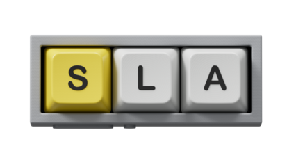 Three Computer keyboard keys with letters SLA means Service Level Agreement.close up of Computer keyboard keys,Business Concept.Supports PNG files with transparent backgrounds.