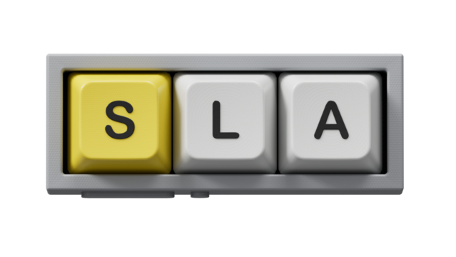 Three Computer keyboard keys with letters SLA means Service Level Agreement.close up of Computer keyboard keys,Business Concept.Supports PNG files with transparent backgrounds.