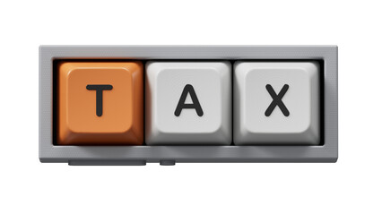 Tax. Computer keyboard keys form the word Tax.Pay tax in NEW years.Supports PNG files with transparent backgrounds.
