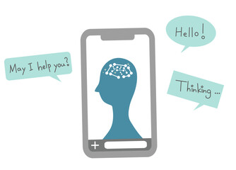 スマホでAIと会話をしているイメージイラスト