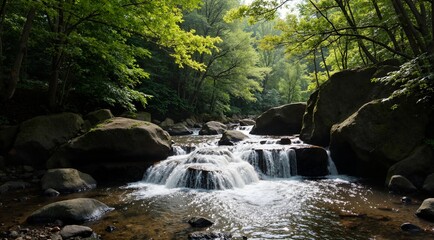 Fototapeta premium small waterfall in the forest