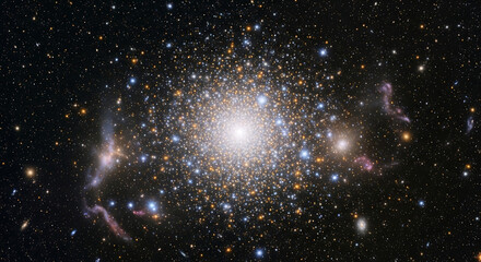 Dense Globular Star Cluster with Distant Galaxies in Deep Space globular cluster galaxy