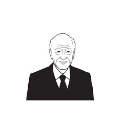 Old man with formal suit black and white vector illustration for classic portrait artwork design