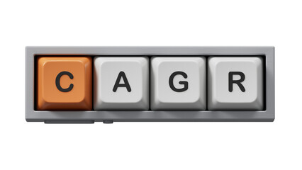 Word CAGR on wooden cubes with copy space.close up of wooden elements,Business Concept.Supports PNG files with transparent backgrounds.