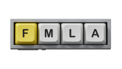 FMLA word written on Computer keyboard keys with copy space.close up of Computer keyboard keys,Business Concept.Supports PNG files with transparent backgrounds.