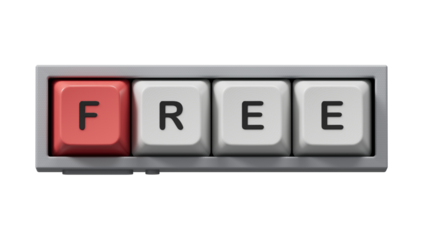 Free Time, word cube with white background.close up of Computer keyboard keys,Business Concept.Supports PNG files with transparent backgrounds.