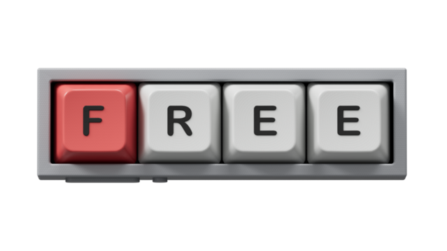 Free Time, word cube with white background.close up of Computer keyboard keys,Business Concept.Supports PNG files with transparent backgrounds.