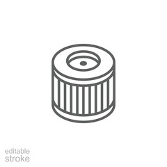 Car oil filter icon. Simple outline style. Air, fuel, engine, change, auto, clean, machine, technology, spring, vehicle, transportation concept. Thin line symbol. Isolated design editable stroke.