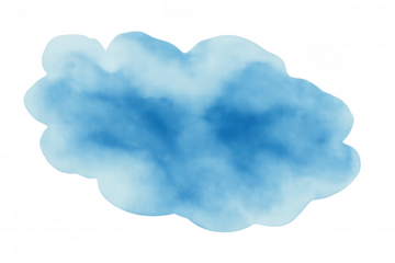Soft blue watercolor cloud drifting over transparent background, conveying delicate, dreamy atmosphere