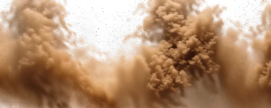 sandstorm sand dust cloud flying small particles isolated in transparent background, PNG
