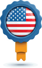 Premium Quality American Flag Badge Icon - A Symbol of USA Origin, Patriotism, and Excellence in Design
