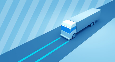 レーダーを使って道路を走る自動運転トラックのイメージ