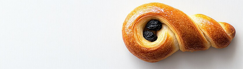 Close up of a sweet pastry with raisins.