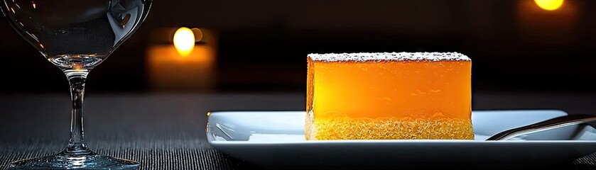 A modern dessert presentation on a plate.